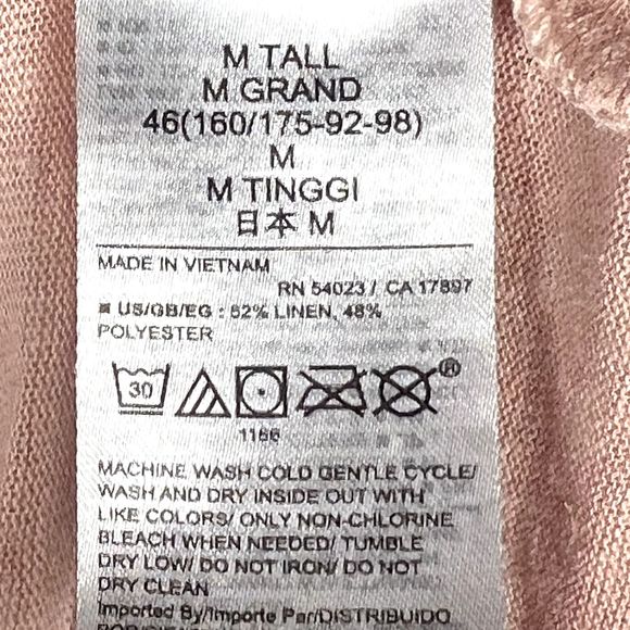 Gap Sz M Tall Linen Tee Short Sleeve T-Shirt Semi-Sheer Chalk Pink Sparkle - Picture 6 of 10